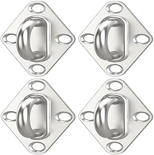 JSFURN 4PCS Премиум Тешка кружна прстен не'рѓосувачки челик подлога куки за очила со завртки за 16 парчиња, тавански куки тешка должност