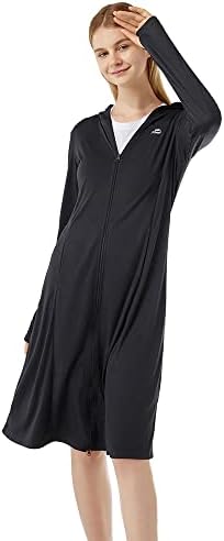 Ох! Секое време секое носење жени upf 50+ дуксери за заштита од сонце со долг ракав фустан за риболов за пешачење на отворено плажа, црна