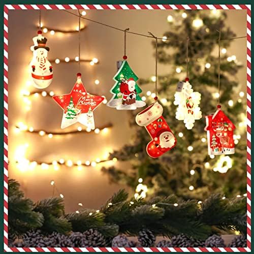 Божиќен украс, 6 парчиња LED стринг светла, украс, светла украси за одмор, висечки украс затворен за одмор, спална соба/дом/студентски дом/канцеларија/забава