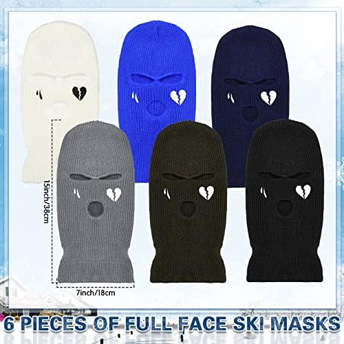 6 компјутери 3-дупки ски-маска со дизајн балаклава маска за лице со целосна обвивка за скијање за скијање маски за везови мажи