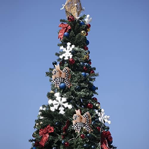 Sunianly burlap карирани лакови црни бели карирани карирани венци лак подарок лавче дрво за свадба Божиќни влезна врата wallидни украси на отворено украси 2 пакети
