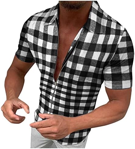 Xxbr карирани кошули за мажи, 2022 година, ново летно копче за проверка на кошулата за маж, надолу по патент, деловно лабаво вклопување врвови