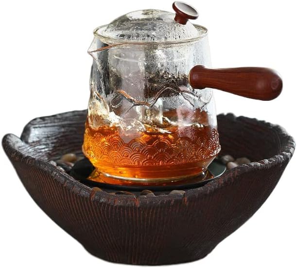 Странична рачка со јапонски стил со двојна употреба чајник за чај со еден сад со стакло отпорно на висока температура бел чај 日式 把