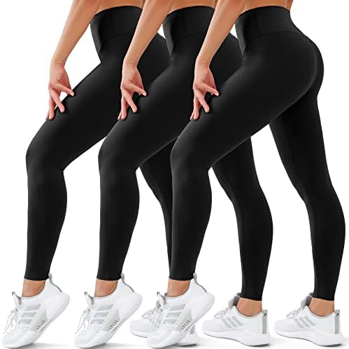 3 пакувања за хеланки за жени со висока половината без контрола на стомакот, меки јога панталони женски тренинзи атлетски хеланки за трчање