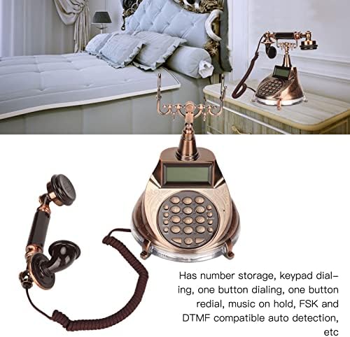 Гроздобер телефон, старомодна ретро фиксна линија, гроздобер телефонски телефон со ЛЦД -екран Европски антички фиксни телефонски