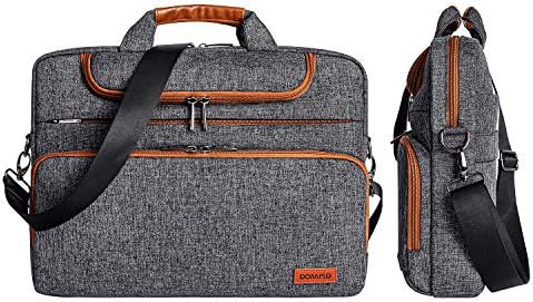 Домизо 17 инчен мултифункционален лаптоп ракав за деловна чанта водоотпорна торба за раменици на месинџер, компатибилен со 17 -17.3 лаптопи/dell/acer/hp/msi/asus, темно сива