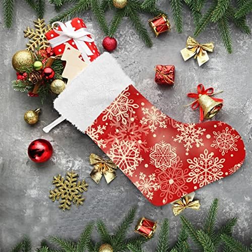 ЗООО Снегулка 18 инчи Голем Божиќно порибување црвен снег Декоративни чорапи за виси за Божиќно дрво Камино семејство лоби
