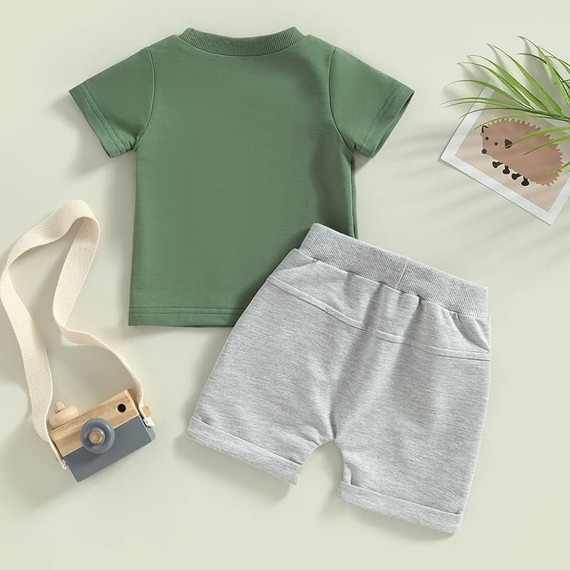 Детето бебе момче облека со буква печати кратки ракави маички и шорцеви за влечење лето симпатична облека 2 парчиња сет