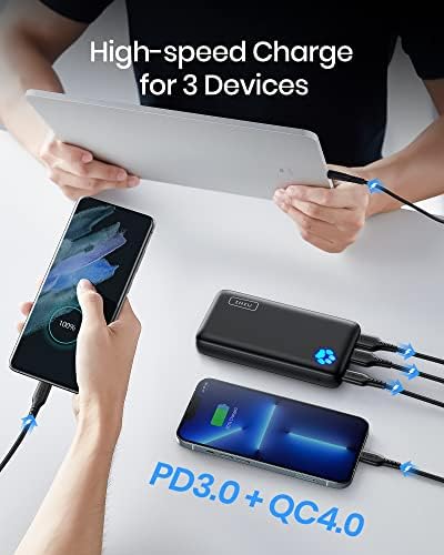 Иниу Пренослив Полнач, 18W PD QC 20000MAH USB C Моќност Банка, Брзо Полнење Компактен Батерија Пакет, 3 - Излез Телефон Полнач Компатибилен со