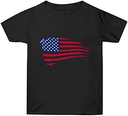 Американска кошула со знаме за жени со кратки ракави Основни маички Облекани графички маици Starвездички ленти САД врвови на 4-ти јули кошули