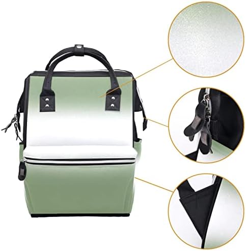 Зелена бела зелена градиентска торба за пелена ранец бебе бебето, менување торби со повеќе функции, торба за патување со голем