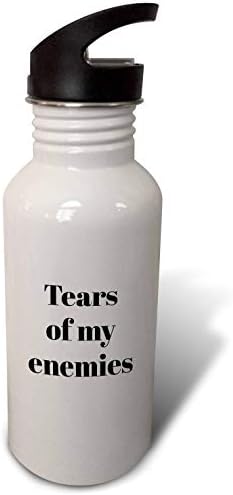 3drose Слика на солзи на моите непријатели Цитат - шише со слама вода, 21oz, флип, бело