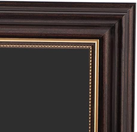 Auear, 5x10 рамка за рамка за деловни документи од 4x9 со црна матка, виси и лента за штанд, темно кафеава со украсен златен облик