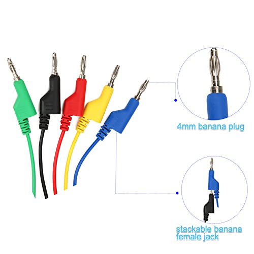 5PCS P1045 Multimeter Test Lead, 4mm 1m Stackable Banana приклучок за банана Додаток за жица за кабел за тестирање, кабел за кабел од 500V/5A