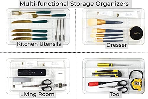 Кикили 2 Пакет Чист Организатор На Кујнски Фиоки, Акрилни Транспарентни Поделени Организатори за Прибор За Шминка За Сребрени Садови, Организатор