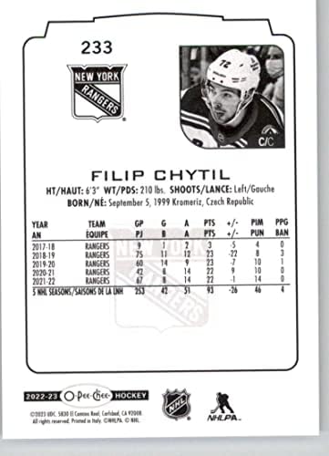 2022-23 O-PEE-CHEE 233 FILIP CHYTIL New York Rangers NHL Hockey Trading Card