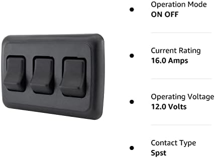 Американски технолошки компоненти тројно прекинувач за вклучување на SPST со Bezel, 12-волт, за RV, приколка, кампер