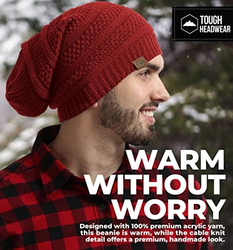 Слабена зимска грав плетена капа за мажи и жени - преголема капаче за долги патеки за бенеи - топло и меко ладно време тобоган капачиња