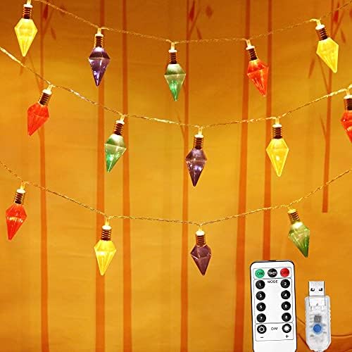 Lainin String Lights Outdoor, USB напојувано 9,8 ft 30 LED светилки Ретро дијамантска жица со метална капа - водоотпорно самовила осветлување