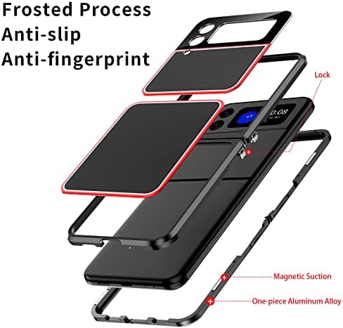 Јутук З Флип 3 Случај Магнетна Заштитна Галакси З Флип 3 Случаи Дизајнирани За Samsung Galaxy Z Flip 3 Случај Алуминиумска Легура Рамка [Без