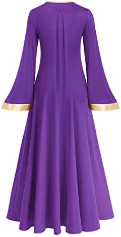 Metените металик литургиски пофалби танцувачки фустан + половината обожавање костум bellвонче, долг ракав, бојата, лирска танцувачка облека