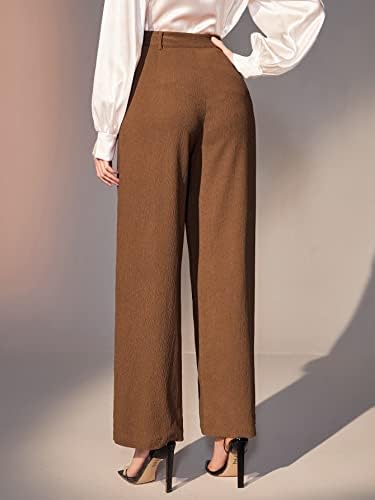Pantsенски панталони со езело, наклон џеб широки нозе панталони без појас за жена