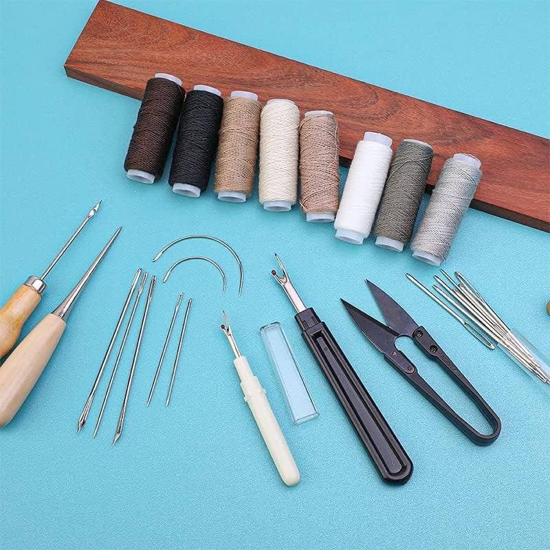 24 парчиња/постави професионални кожни занаетчиски алатки за шиење на рака за шиење додатоци за шиење на удар