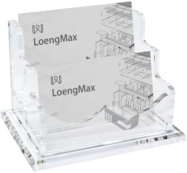 LoengMax Јасен Држач За Акрилни Визит-Картички, Држач За Визит-Картички за Биро или Бројач, Капацитет Од 100 Картички