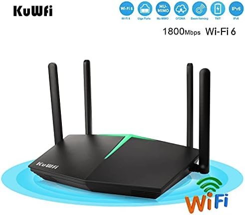 Kuwfi WiFi 6 Gaming Router Smart Dual Band WiFi 802.11Ax Безжичен интернет биткоин рутери со 4 гигабитни пристаништа поддржуваат
