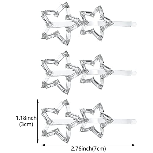 8 Парчиња Шуплива Ѕвезда Коса Клипови Кристал Кристал Кристал Петкратна Ѕвезда Фиба Сребрена Метална Коса Барети Елегантни Геометриски Коса