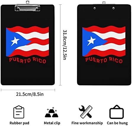 Порторико Знаме Мода Клипборд Буква Големина Декоративни Клипборди Со Низок Профил Метал Клип 9 Х 12.5