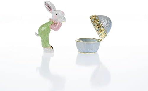 Велигденски зајаче со кутија со јајца од јајца рачно изработени домашни канцелариски простории за украси за читање loversубители
