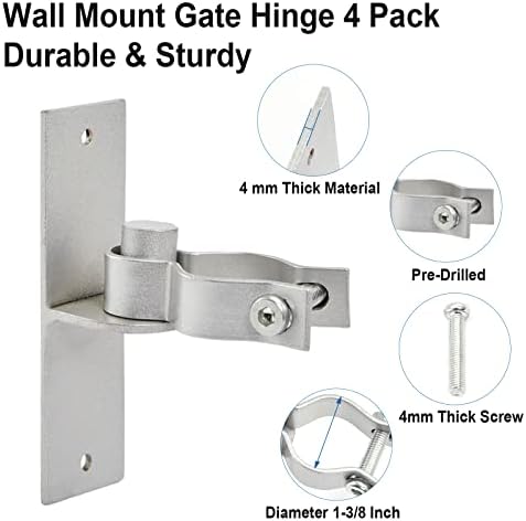 Ganggend 1-3/8 инчен wallиден монтиран порта на портата 4 пакет цевка порта за шарки за шарки за ограда, ограда порта метални шарки огради