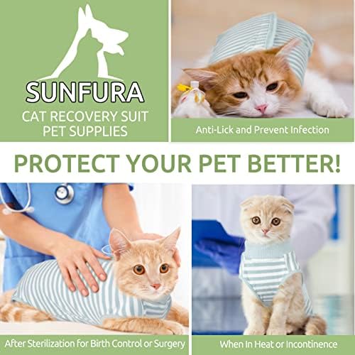 Костум за обновување на мачки Sunfura, костум за обновување на хирургија за машки женски мачки за абдоминални рани, маче неутрална