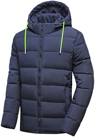 Wkind Olades Mens Puffer јакни зимско топло дебело качулка јакни со долги ракави надолу полни со патенти со ветерници за ветерници