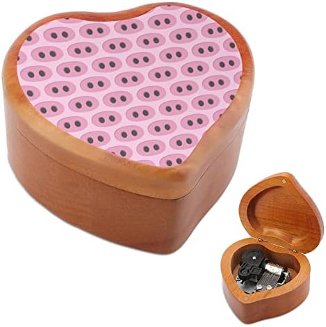 Свиња нос шема срцева музичка кутија дрвени музички кутии најдобар подарок за годишнината Божиќ роденден