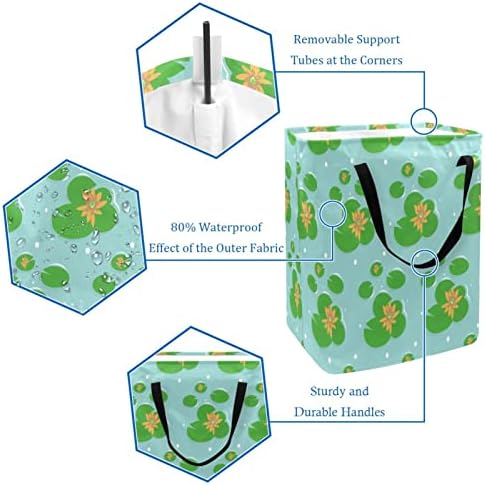 Корпи за перење Со Рачки Преклопливи Цвеќиња Од Лотос Зелени Лисја Вода Базен Печатење За Складирање Попречуваат За Возрасни Деца Тинејџерски Спални Соби Бања Вал