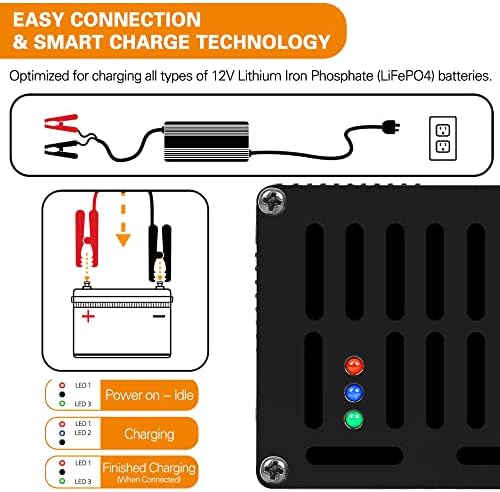 Вајзе 14.6 V 20A LiFePO4 Полнач За Батерии, Интелигентен Ac-Dc Lifepo4 Паметен Полнач За Литиумска Батерија ЗА 12v Литиум Железо Фосфатни Батерии, Поддржува Брзо Полнење