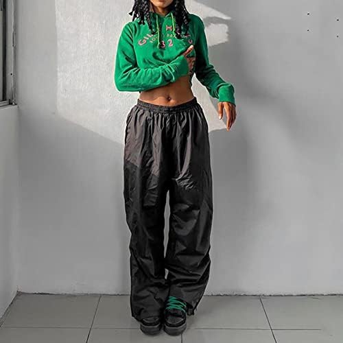 Keusn goth панталони за жени плус големина Y2K Baggy пантахут панталони за жени со високи половини, тенок, тенок улична облека со џогер