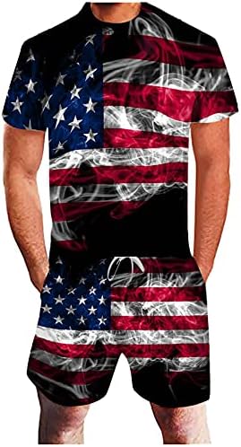 GDJGTA Денот на независноста на денот на независноста Помаси за мажи Американско знаме печатење 3Д печатење на 4 -ти јули патриотски спортски костум и поставува облека