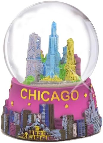 Chicago Snow Globe 65mm 3,5 инчи Виолетова Чикаго Снежни глобуси од колекцијата сувенири во Чикаго