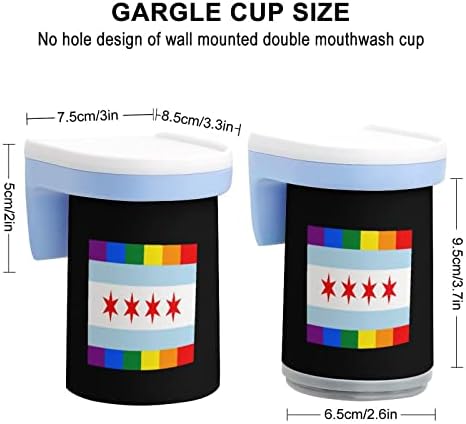 Nudquio Chicago Pride Flage Safter Paster Holder Еден пар магнетни четкање чаши wallид монтиран додатоци за бања Организатор за дома/патување