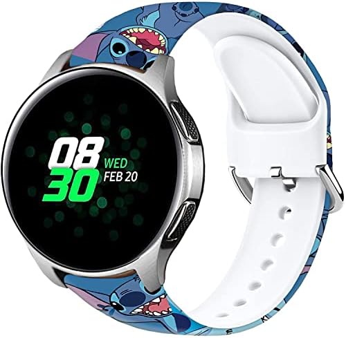 Cute Cartoon Stitch Band Compatible with Samsung Galaxy Watch 5/Watch 42mm/Galaxy Watch 3 41mm/Watch 4 40mm 44mm/Active 2/Gear S2 Classic/Gear Sport/Ticwatch 2 Sports Bands Soft Silicone Lovely Replacement Strap for Men Women