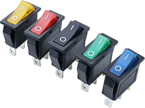 Berrysun Rocker Switch 5pcs On-Off 3Pin DPST Rocker Switch 15A/20A 250V/125VAC