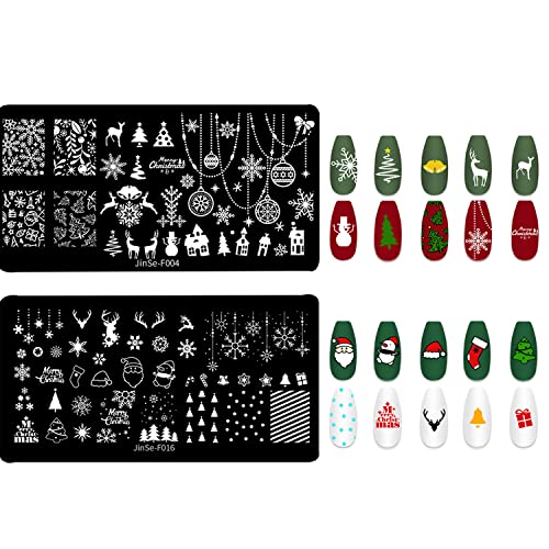 6 компјутери Божиќни плочи за печат на нокти Божиќна тема Снегулка ирваси Санта елка слика слика за нокти Уметнички марки образец поставен