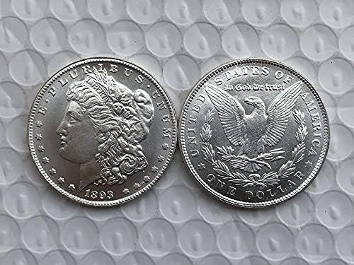 1893p Верзија на Соединетите Држави Морган монета реплика комеморативна монета сребрена врежана вградена античка занаетчиска комеморативна колекција на монети сув
