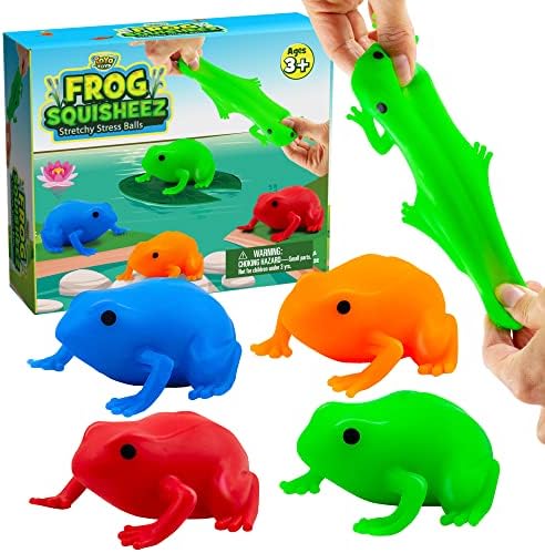 Yoya Toys Frog Squishezez Squishy Stress Relief Relief | Истекани играчки во форма на животни за момчиња, девојчиња и возрасни |