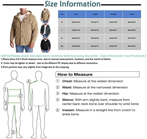 Зимска јакна „Xiaxogool“, машка тешка категорија со тешка категорија, термичка јакна од Шерпа Класичен карид, копчиња со долг ракав, топло качулка палто