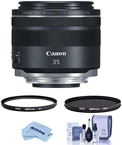 Canon RF 35mm f/1.8 макро е STM леќи, пакет со Hoya NXT Plus 52mm CPL филтер, филтер за филтрирање и чистење на леќи од 52мм
