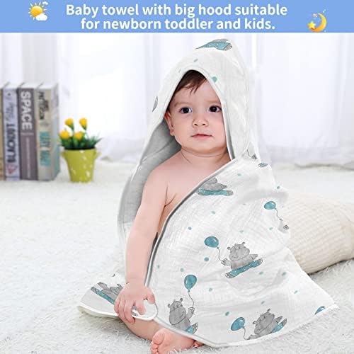 vvfelixl бебе со качулка, симпатична мала хипо балон Абсорбента бебешки крпи памук мека бања крпа за новороденче, дете 35x35in бело